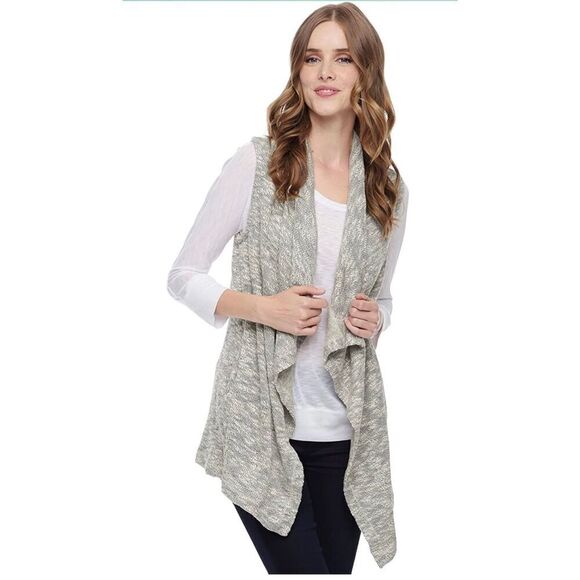 Splendid Chalet Mixed Media Sleeveless Cardigan Heather Natural Gray Size small - Picture 1 of 9